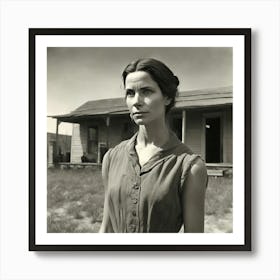 Woman In Front Of A House Art Print