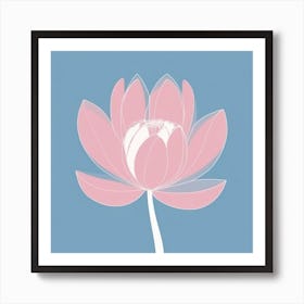 A White And Pink Flower In Minimalist Style Square Composition 664 Art Print