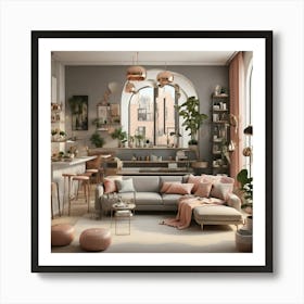 Pink Living Room 1 Art Print