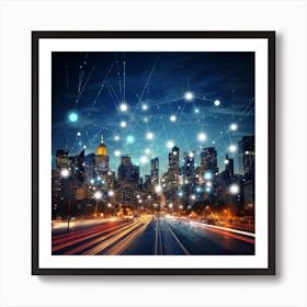 Cityscape At Night Art Print