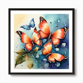Butterflies In Flight Watercolor Art Print