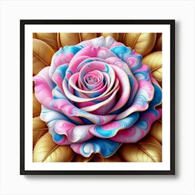 Pink And Blue Rose Art Print