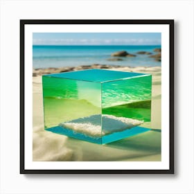 Glass Cube On The Beach 2 Art Print