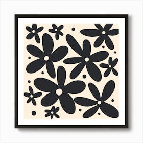 Abstract Monochrome Flowers 4 Art Print