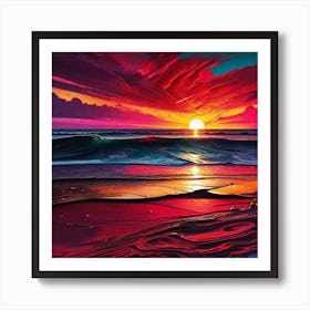 Sunset At The Beach 233 Art Print