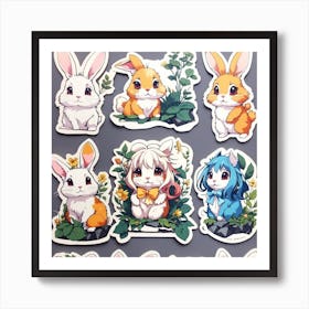 Bunny Stickers Art Print