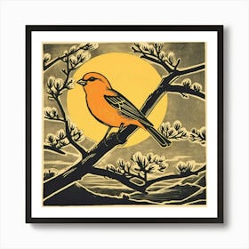Retro Bird Lithograph American Goldfinch 1 Art Print