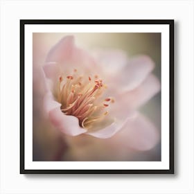 A Close Up Of A Delicate Woman Bud Just Beginning To Bloom, With Soft Petals And Hints Of Vibrant Co (1) Art Print