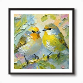 Firefly A Modern Illustration Of 2 Beautiful Sparrows Together In Neutral Colors Of Taupe, Gray, Tan (59) Art Print