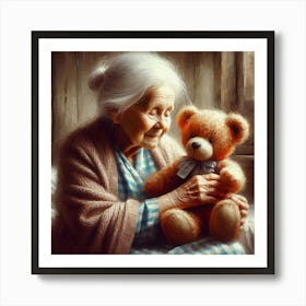 Old Lady With Teddy Bear 4 Art Print