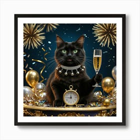 Leonardo Phoenix 10 A Regal Black Cat With Piercing Green Eyes 0 Art Print