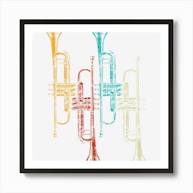 Retro Trumpet Art Print