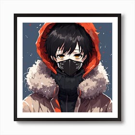 Anime Girl In Hoodie Art Print