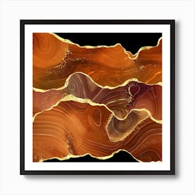 Orange Gold Glitter Agate Texture 01 Art Print