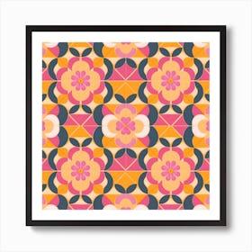 Retro Repeat Floral Art Print