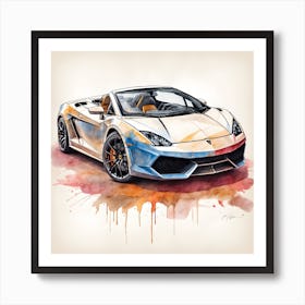 White Lamborghini Art Print