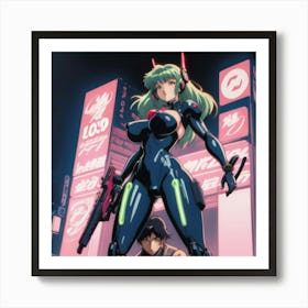 1900's vintage sexy anime girl in mech suits 03 Art Print