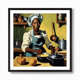 African Chef in Van Gogh style Art Print