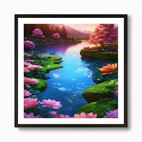 Lotus Flower In The Water Art Print