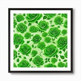 Green roses Art Print