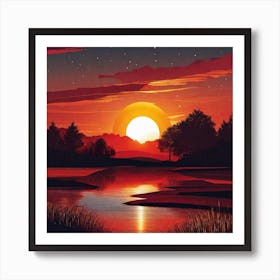 Sunset Over Water 10 Art Print