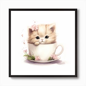 Cute Kitten In A Teacup Art Print