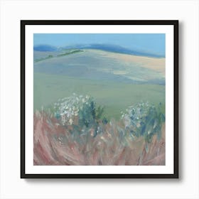 Bushes In A Steppe - landscape impressionism square nature hand painted green Art Print