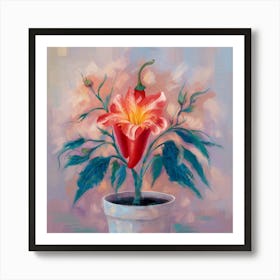 Red Pepper In A Pot Art Print