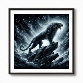 Lion In The Night Sky Art Print