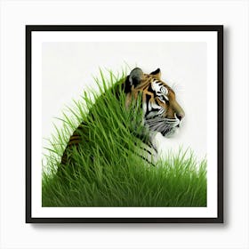 Tiger In Grass 1 Poster