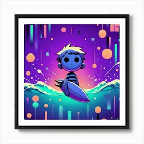 Boy On A Surfboard 6 Art Print