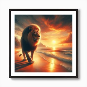 Lion beach Art Print