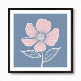 A White And Pink Flower In Minimalist Style Square Composition 388 Art Print