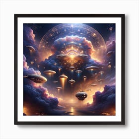 Spaceships In The Sky Art Print