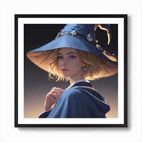 Young Witch In A Blue Hat Art Print