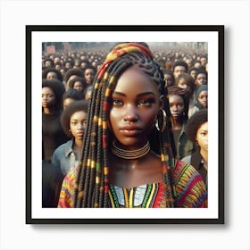 Woman In Front Of A Crowd Art Print