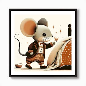 Mouse In Bed Art Print