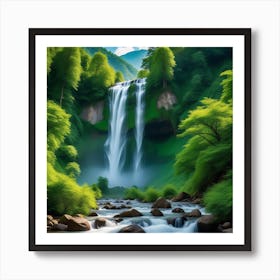 Waterfall In The Forest Art Print