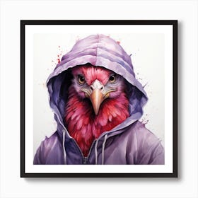 Watercolour Cartoon Chicken In A Hoodie 3 Art Print