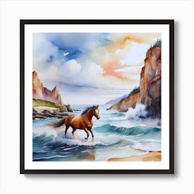 Brown Walking On The Beach Art Print