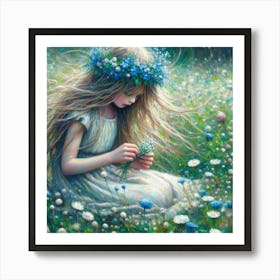 Girl In The Meadow Art Print