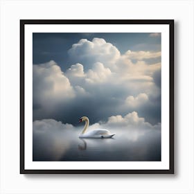 Swan In The Clouds Art Print