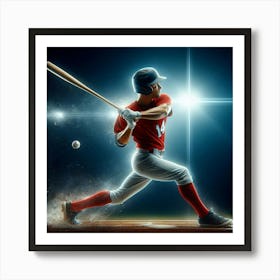 Baseball Player Swinging A Bat Art Print