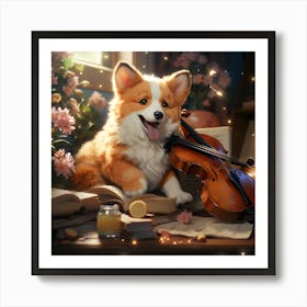 Corgi Music Art Print