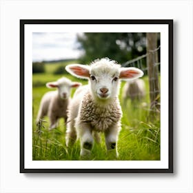 Young Cute Grass Farming Animal Farm Field Fur Wool Farm Animal Baby Countryside Little (7) Art Print