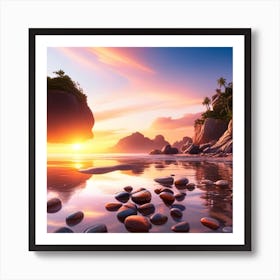 Sunset On The Beach 3 Art Print