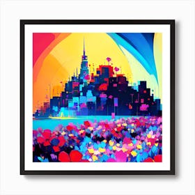 Cityscape With Flowers Art Print