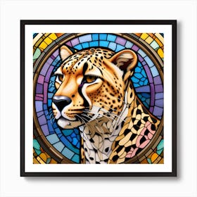 Cheetah Pop Art stained glass 1 Art Print