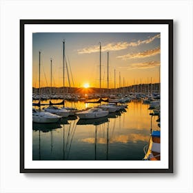 Sunset At The Marina Art Print