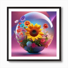 Flowers In A Glass Vase Art Print